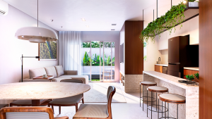 Living integrado ao Pátio