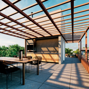 Terraço espaçoso com Parrilla